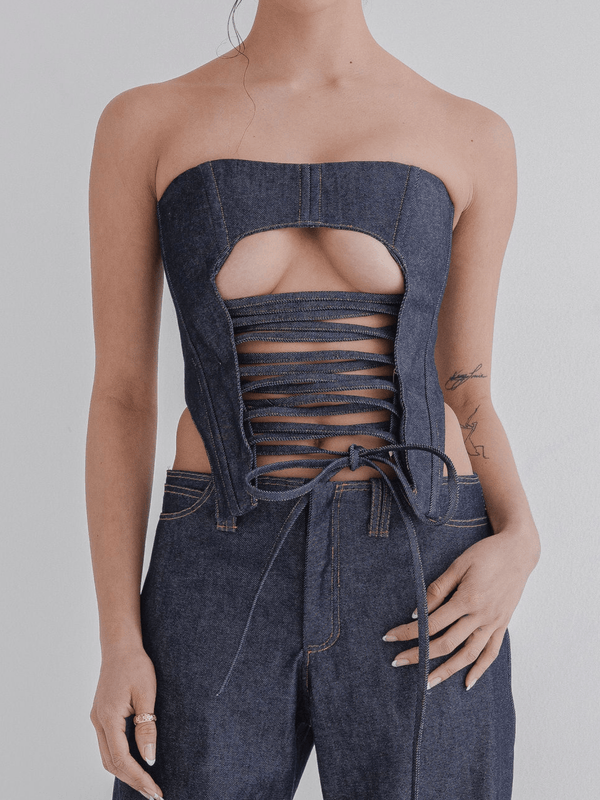 AC Reversed Denim Corset Top
