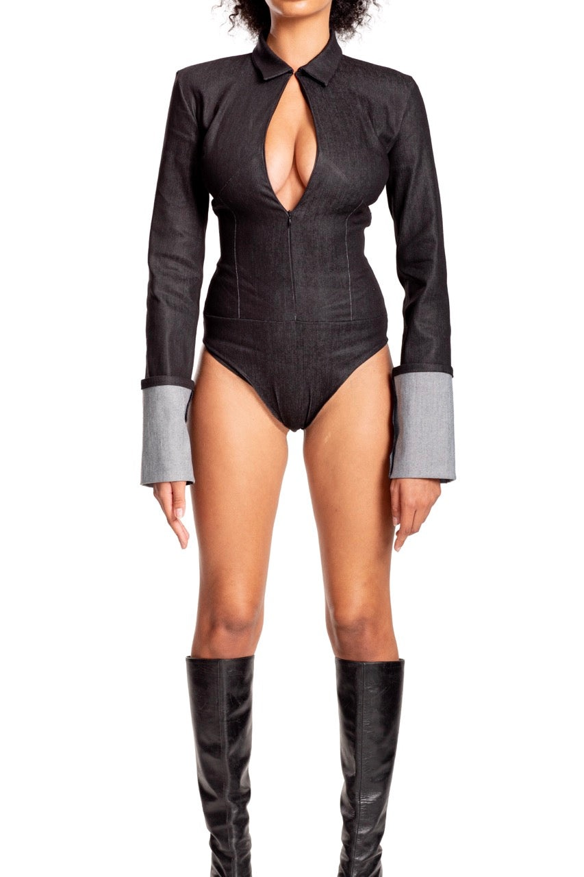 AC BLK Denim Body Suit