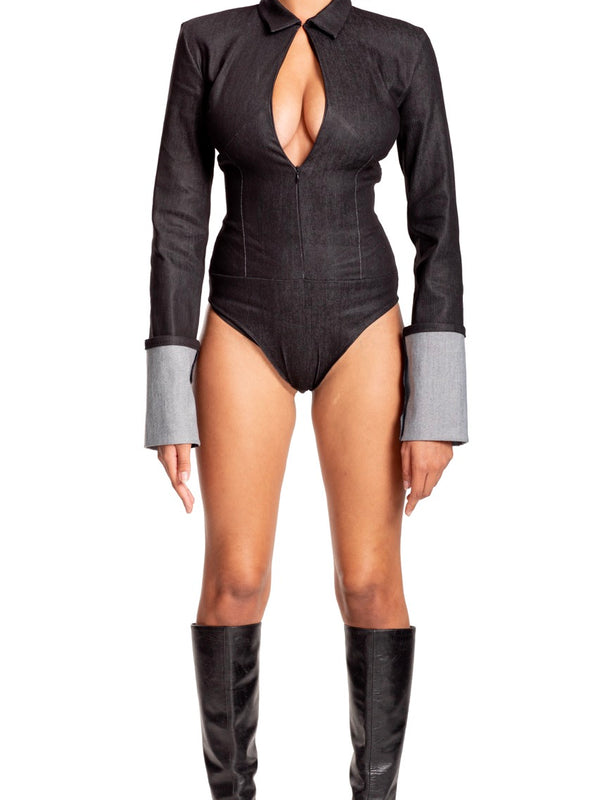 AC BLK Denim Body Suit