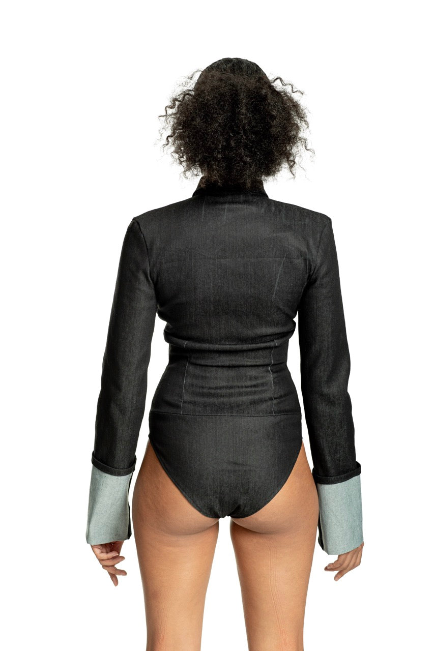 AC BLK Denim Body Suit
