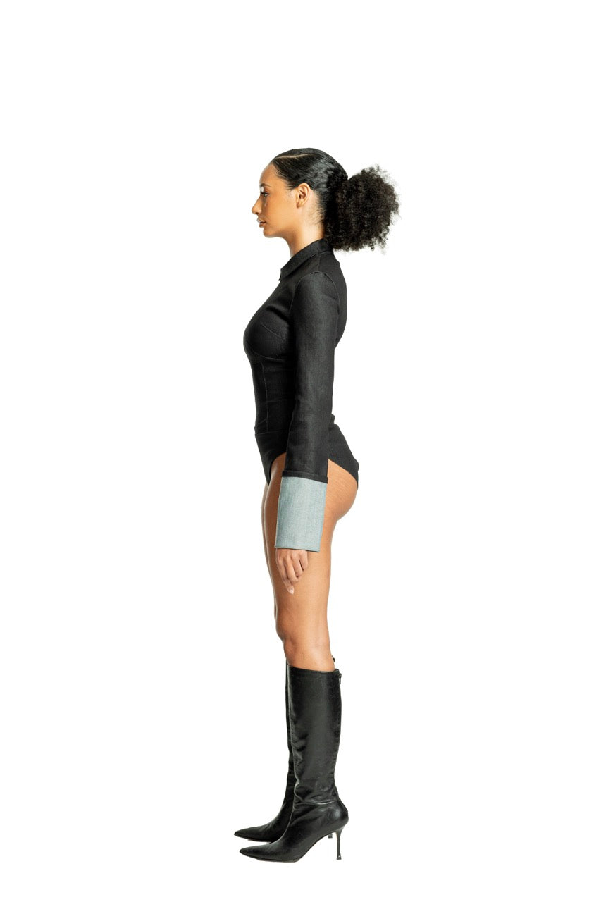 AC BLK Denim Body Suit