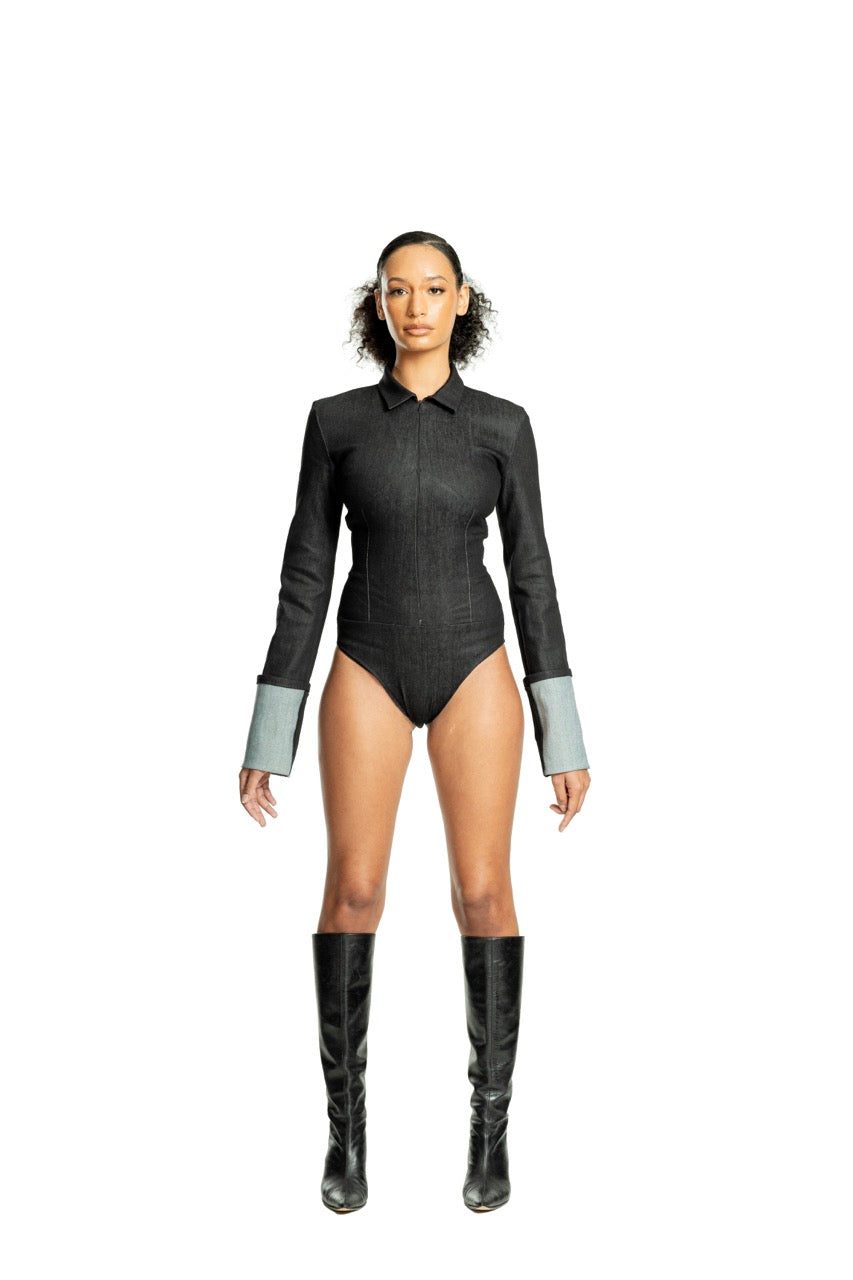 AC BLK Denim Body Suit