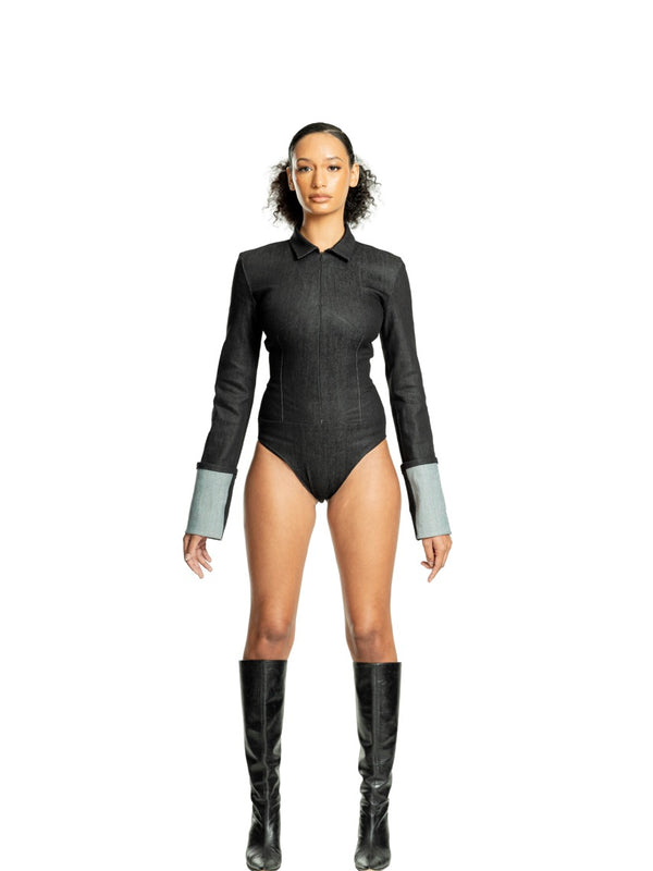 AC BLK Denim Body Suit
